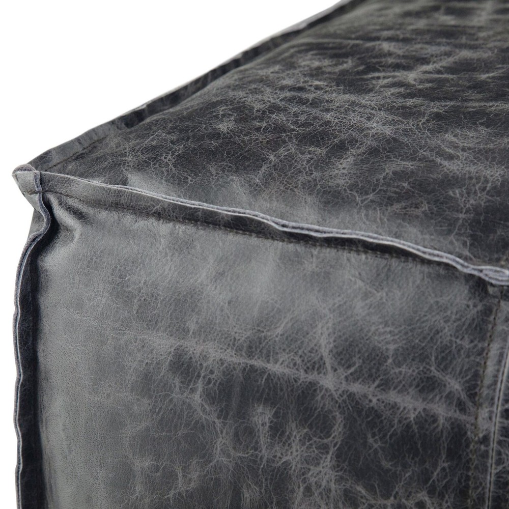 Moroccan Footstool Ottoman Leather Hassock Pouffe Handmade Boho Unstuffed