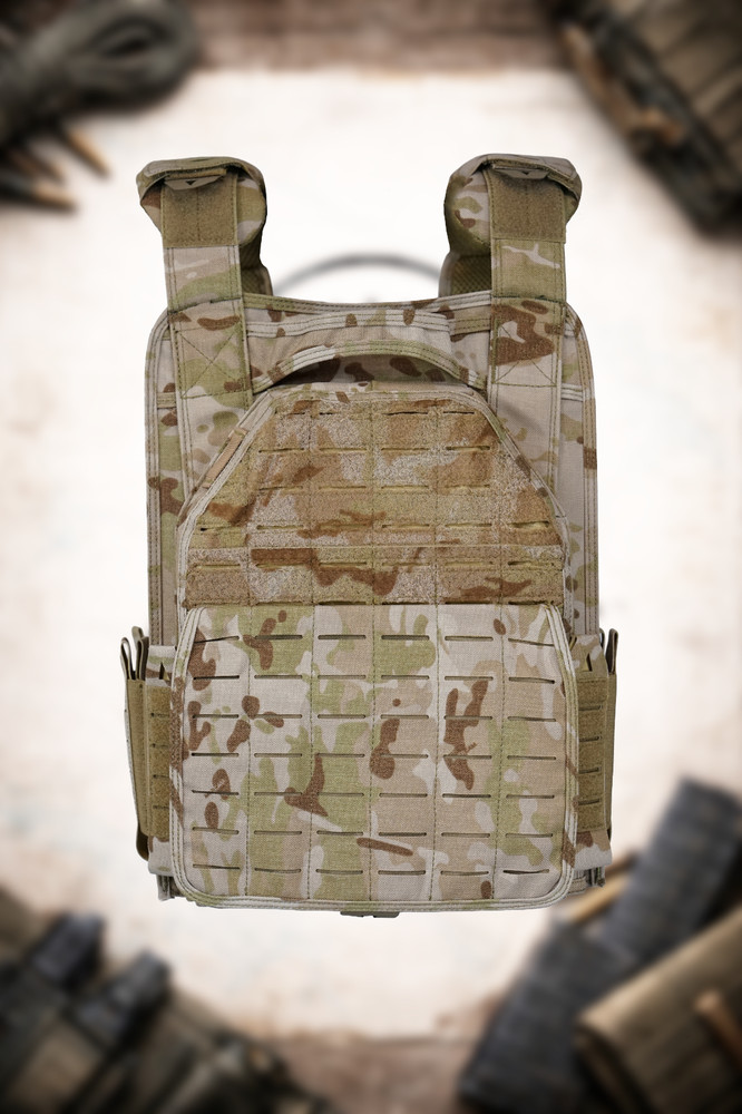 Tactical Plate Carrier Combat Vest - Quick Release - Mud