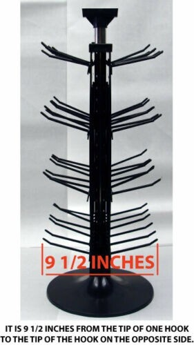 2 Sided Plastic Black Counter Top Peg Board Spinner Rack Display with Hooks