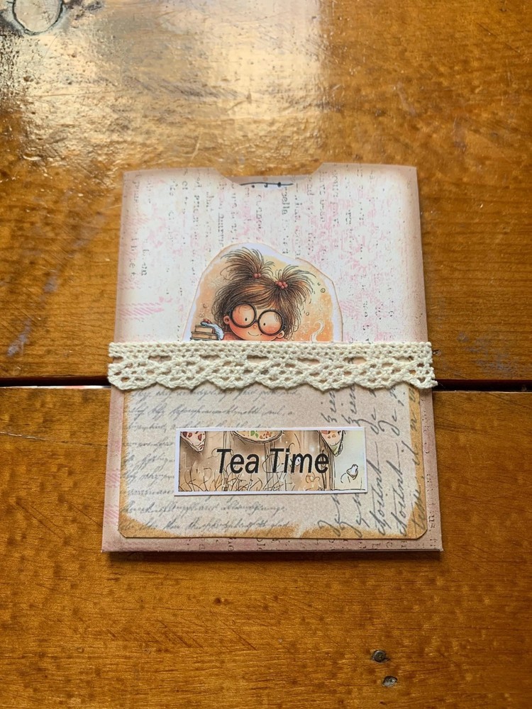 Tea Time Junk Journal Pocket with Ephemera