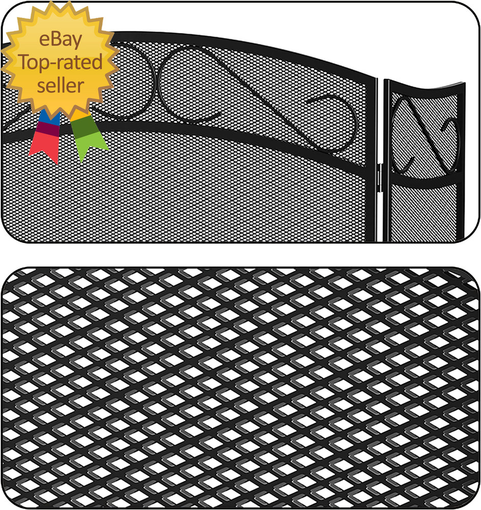 Fireplace Screen for Wood Burning Fireplace Foldable 3 Panel Wrought