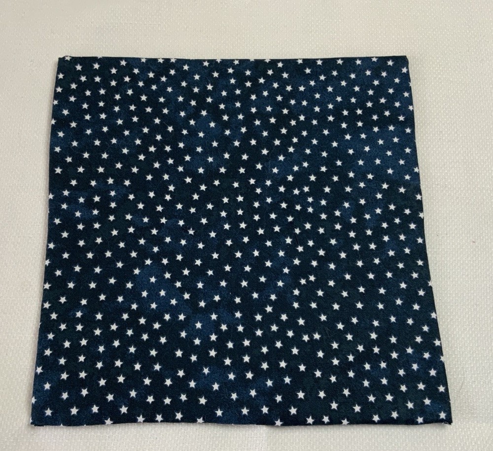 Vintage Patchwork Quilt Table Topper, Four Patch, Early Calico Prints, Blue, Red