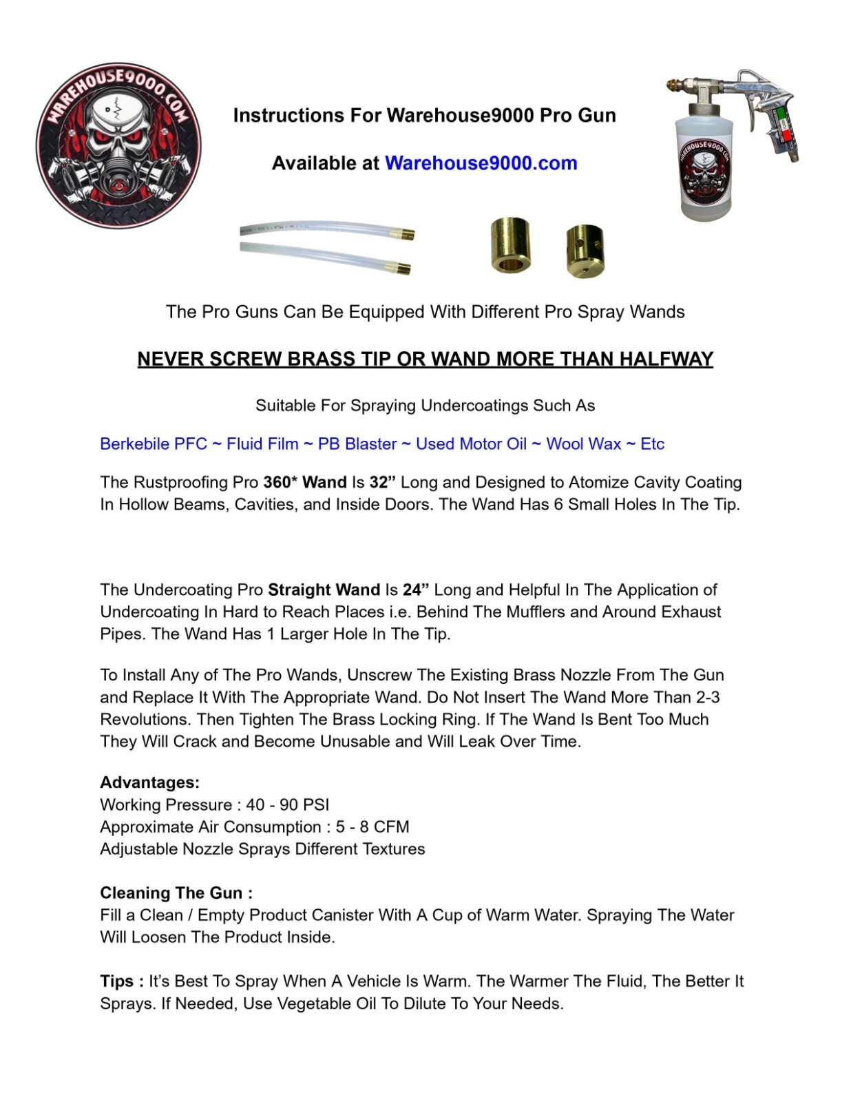 Gal NH Oil Undercoating, Pro Undercoating Gun, 2 Wands, 3 Quart Bottle, 50 Plugs