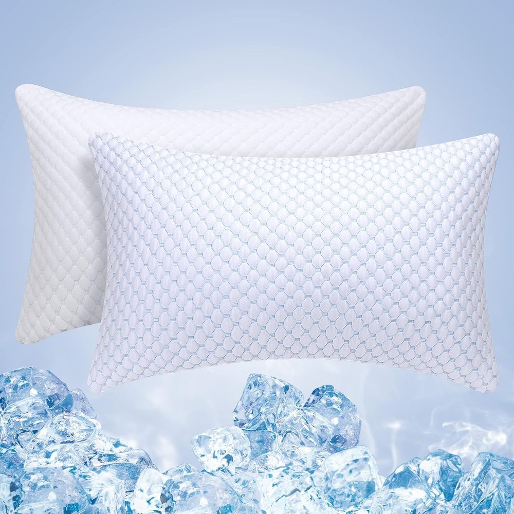 Compressed Memory Foam Pillow King 2-Pack, Sleep Cooling Pillow 2-Pack