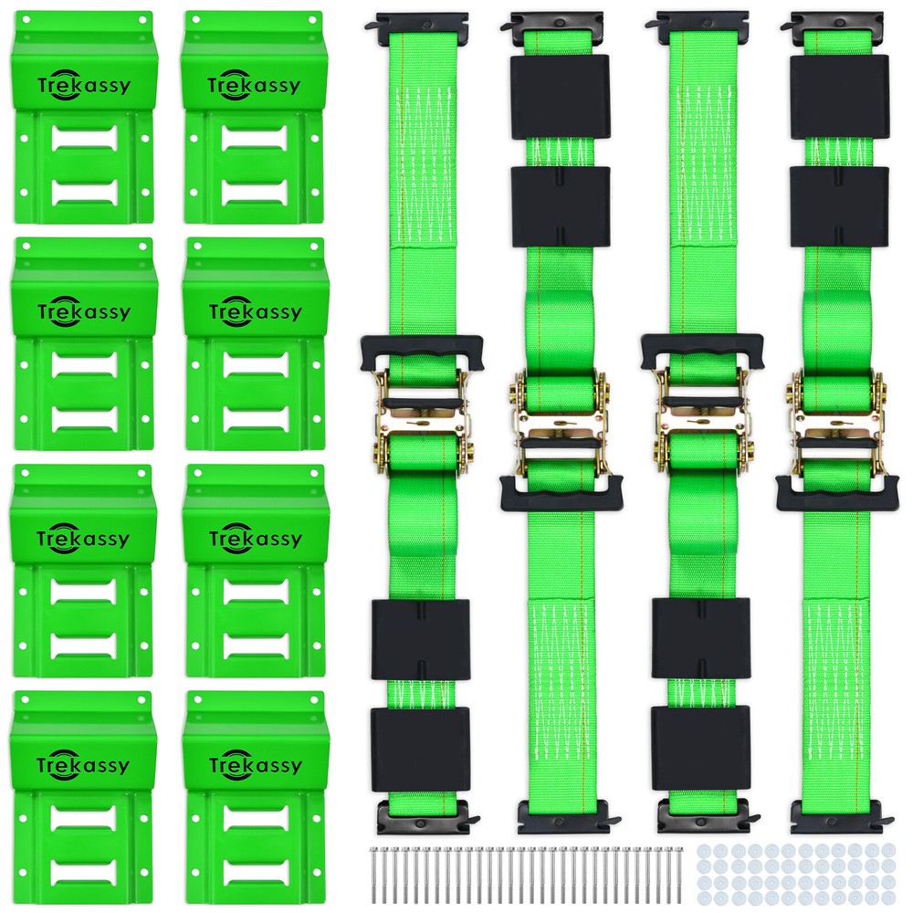 4 Pack Heavy Duty Tire Straps System E track ATV UTV Wheel Chock Tie Down Kit