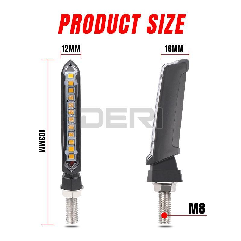 2X LED Motorcycle Turn Signal Indicator Light Flowing Sequential Amber Universal