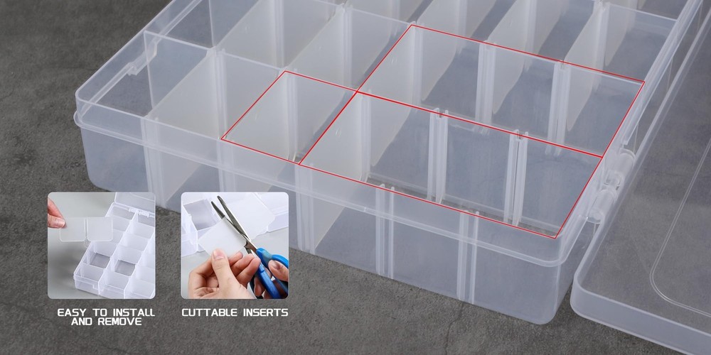 2Pcs Clear Visible Plastic Storage Box- Rectangular Storage Box, Suitable For...