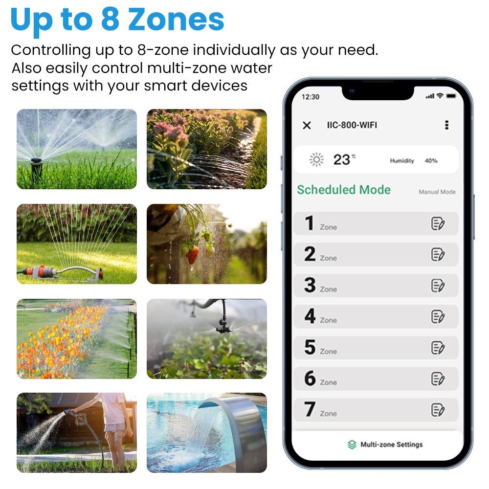 INKBIRD 8-Zone Lawn Sprinkler Controller System Watering Control 4 Cyclic Option