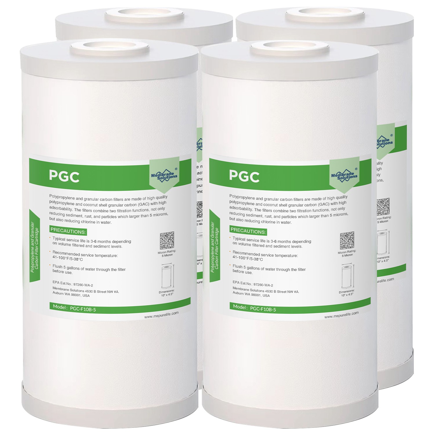 4 pcs for WHKF-GD25BB WHKF-DWHBB Sediment Carbon 5 Micron Water Filter 10 x 4.5