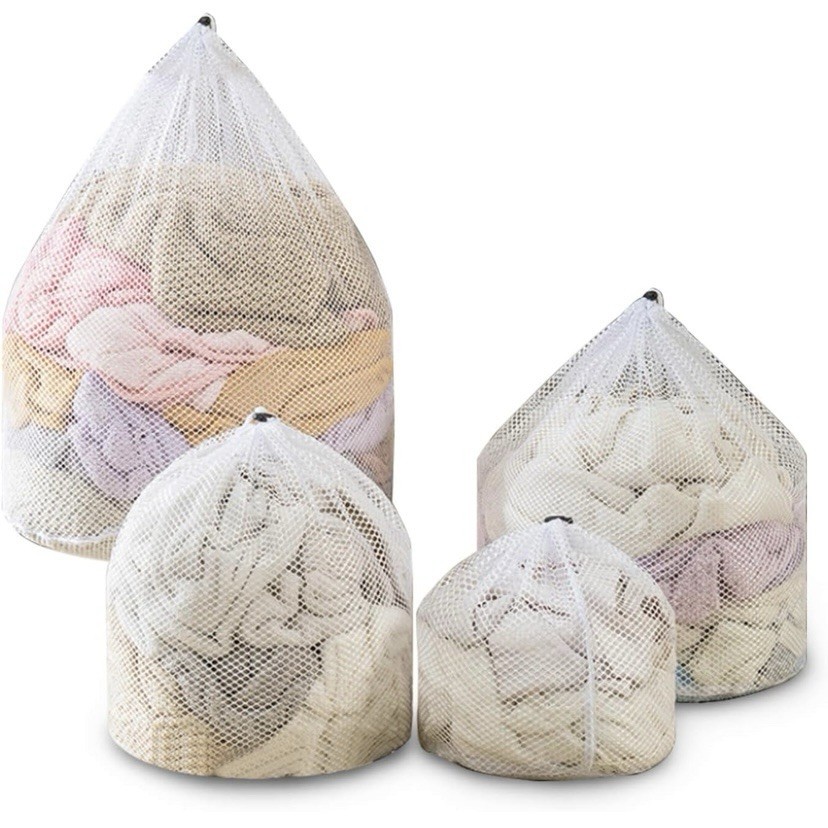 4 pcs Commercial Mesh Laundry Bag - Sturdy Mesh Material with Drawstring Clos...