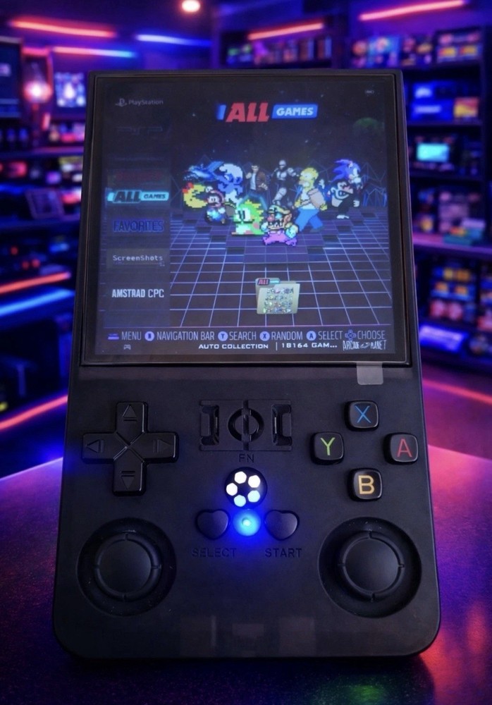 R36Max Open Source Handheld Game Console, Black, USB-C Connectivity