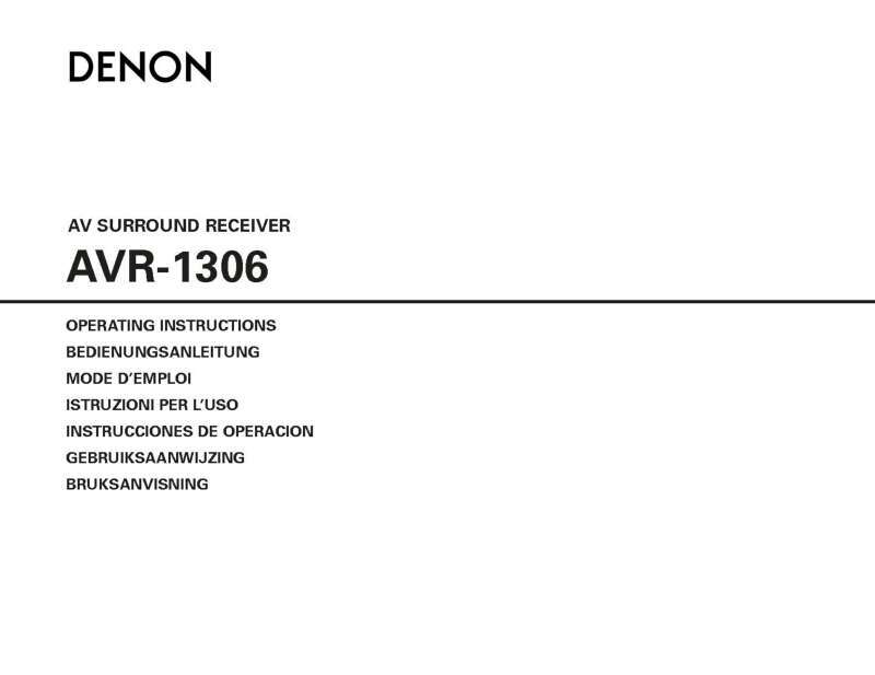 Denon AVR-1306 Receiver Amplifier Owners Manual