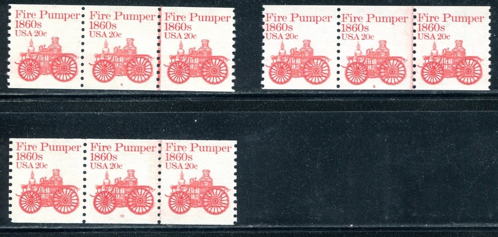 1908 MNH PNC Strip of Three #4, 5, and 10
