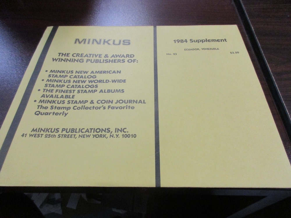 "MINKUS" 1984  SUPPLEMENT ECUADOR, VENEZUELA   #23   W/FREE SHIPPING!!!