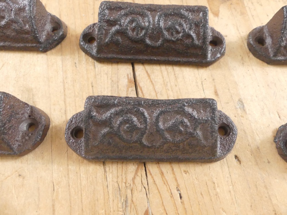 20 Cast Iron Brown Ornate Pulls Drawer Cabinet Handles Rustic Vintage Look Knobs