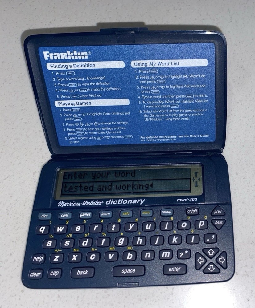 Franklin MWD-400 Preowned Merriam Webster Pocket Electronic Dictionary Booklets