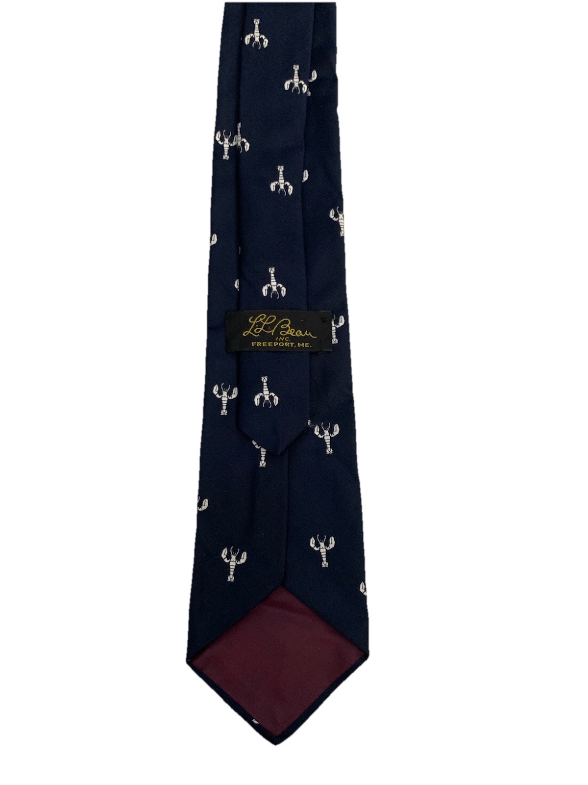 L.L. Bean Lobster Tie Navy Blue Silk Blend Necktie Vintage Youth 50”x3-1/2”