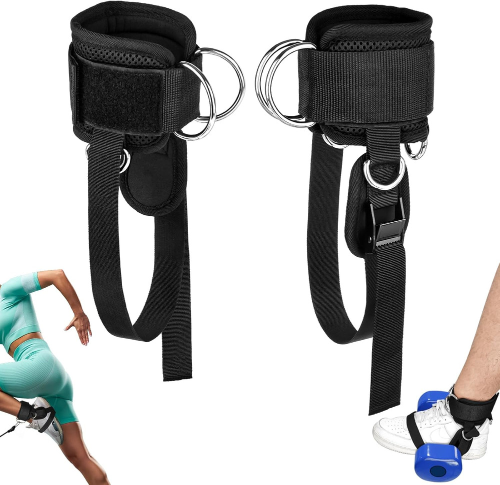 Cable Machine Ankle Straps with Steel D-Ring for Leg Workouts
