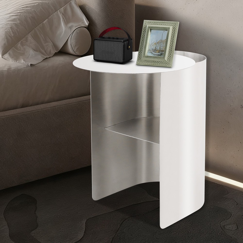 Silver Side Table For Home Sofa Side Stainless Steel Modern Accent Table