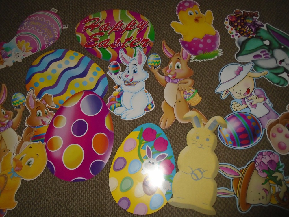 19 Vintage (mostly Beistle) Easter Die Cuts-eggs, rabbits