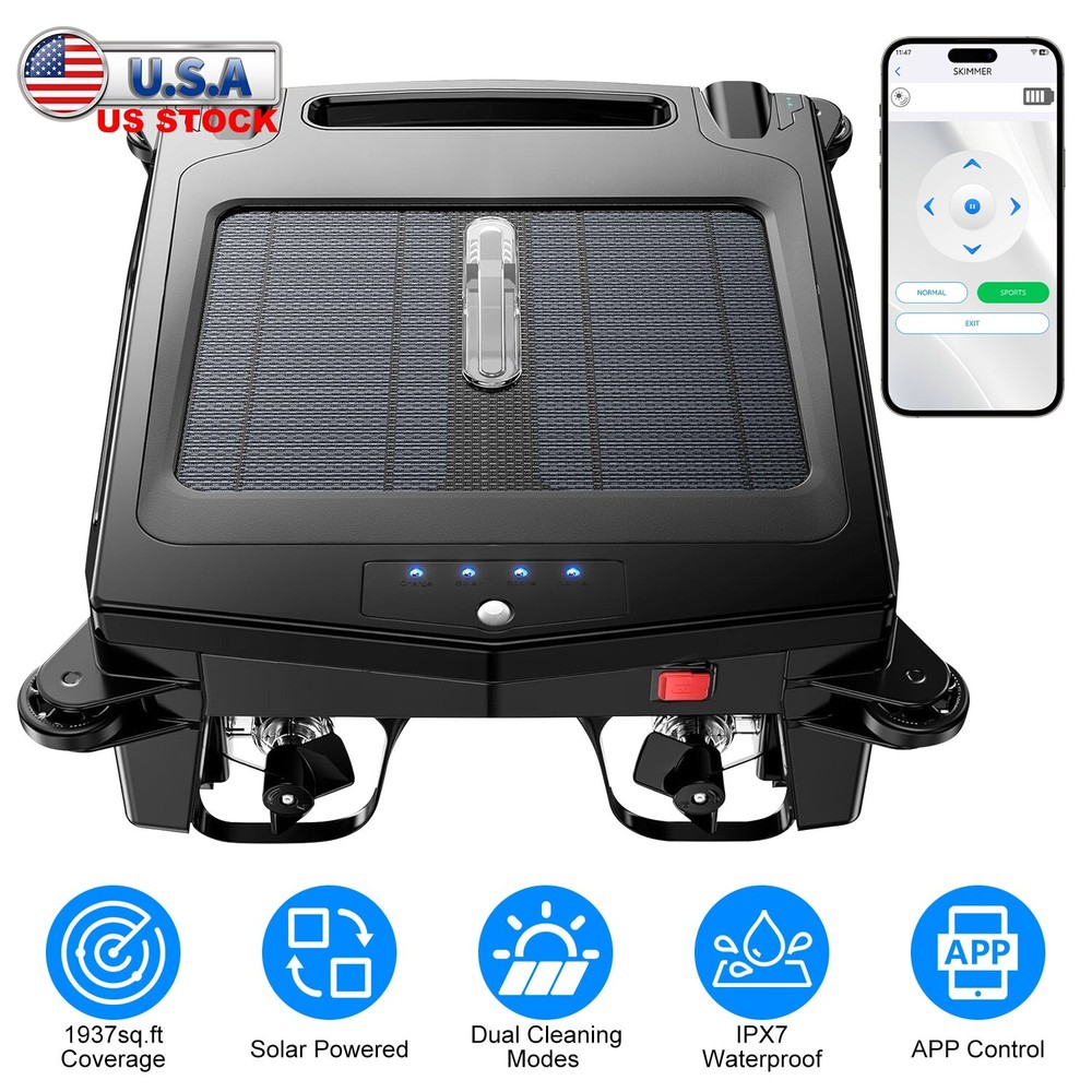 Robotic Pool Skimmer w/ Dual Charging Methods and Thorough Cleaning APP Control