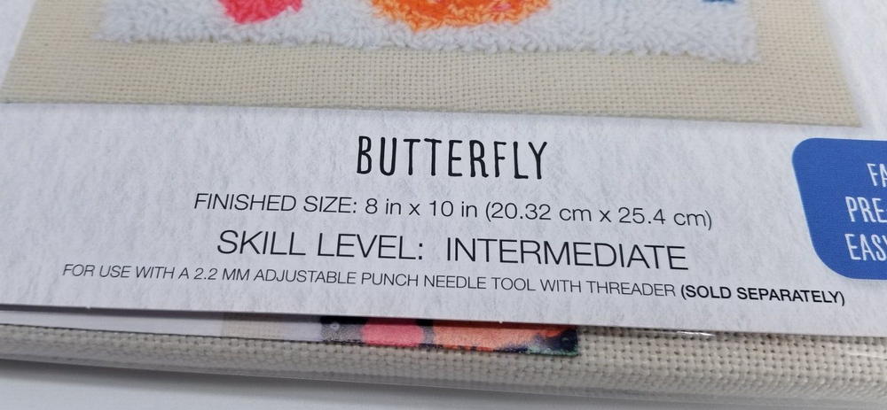 NEEDLE ART BUTTERFLY.CANVAS PUNCH KIT.8"X10".