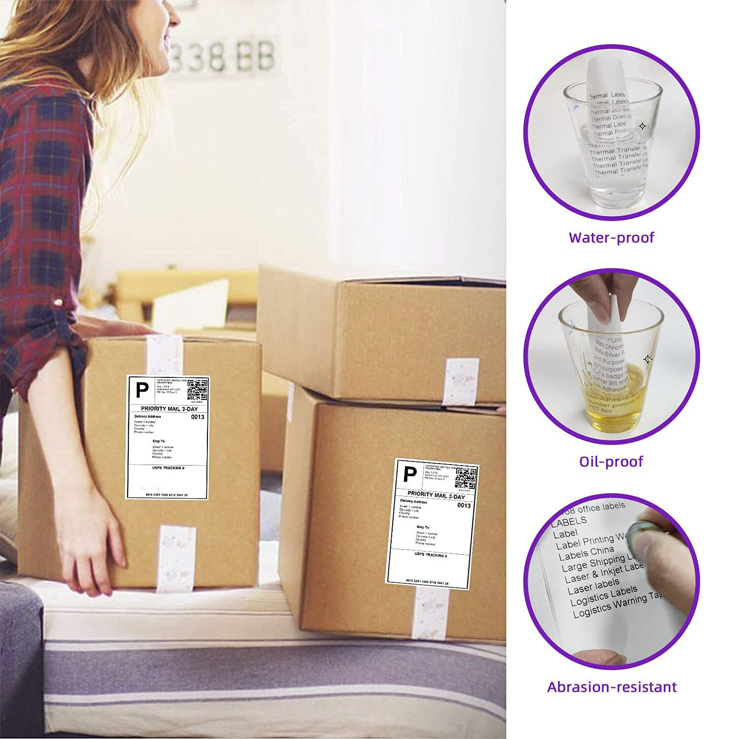 500 4" x 6" Fanfold Direct Thermal Shipping Labels Perforated for Zebra & Rollo