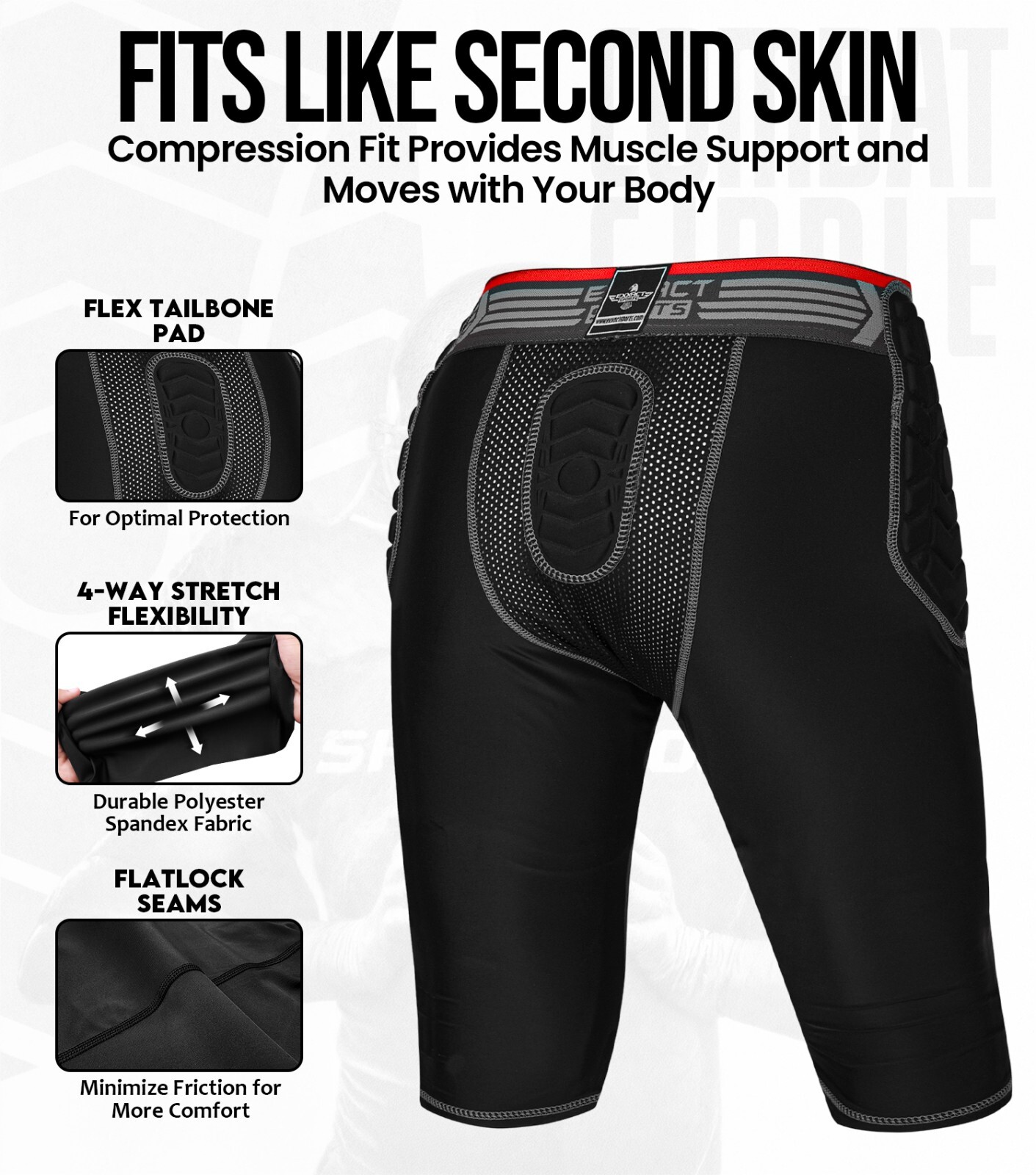 Exxact Sports Combat 7 Pad Girdle for Adult, with Cup Pocket, Padded