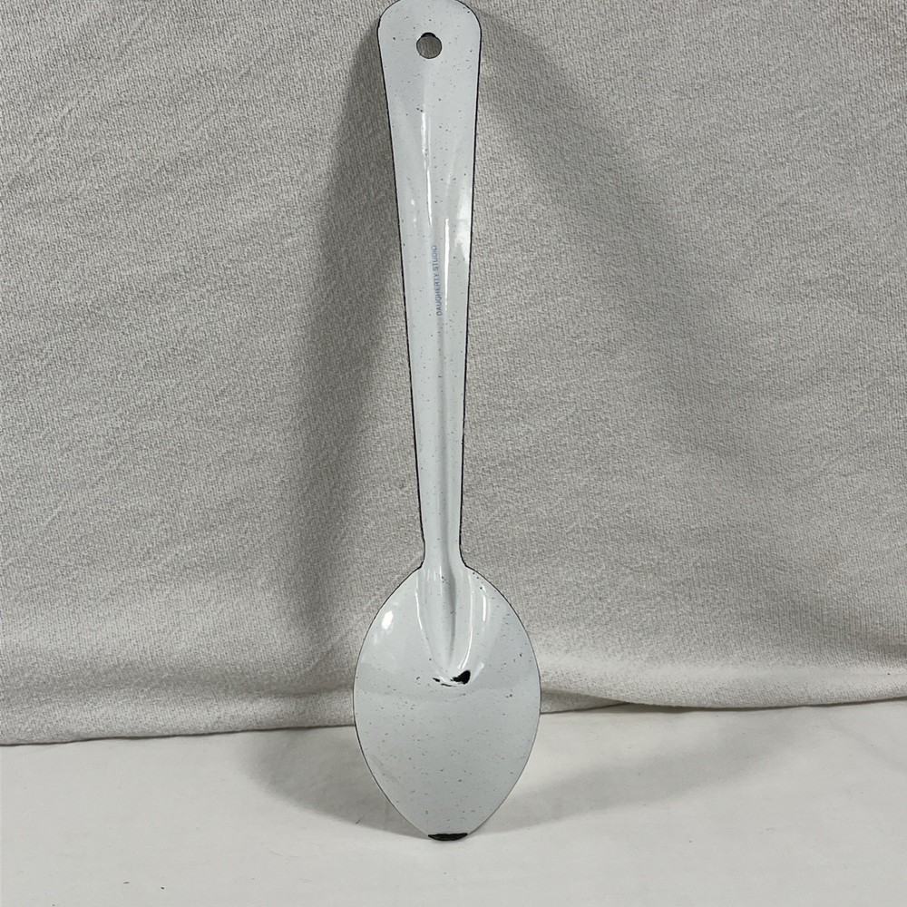 Enamelware Buffalo Spoon white 12" Kiln Fired Daugherty Studio