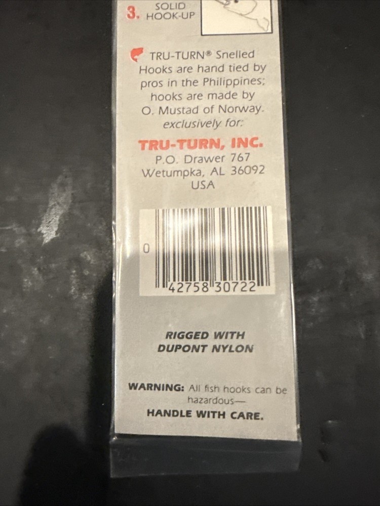 Tru-Turn Snelled Hooks Ref 307G Size 2 Qty 6 Per Pack