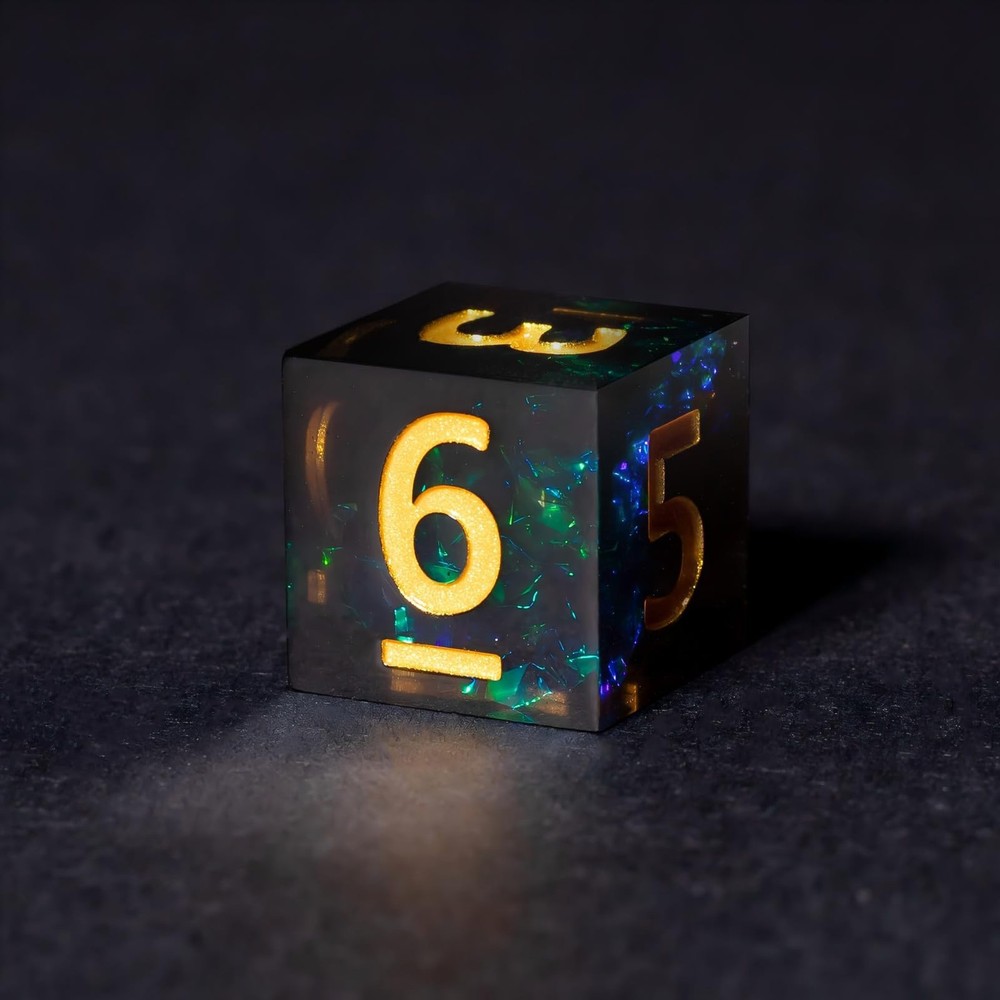 Resin DND Dice Set, 7 Pieces Handmade Sharp Edge Polyhedral Dice for Dungeons...