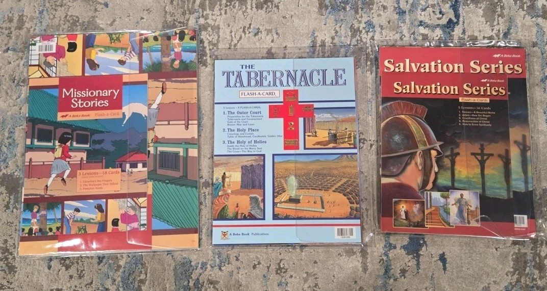 A Beka Flash a Card Bible Stories Lot Of 3 Salvation, Tabernacle, Missionary