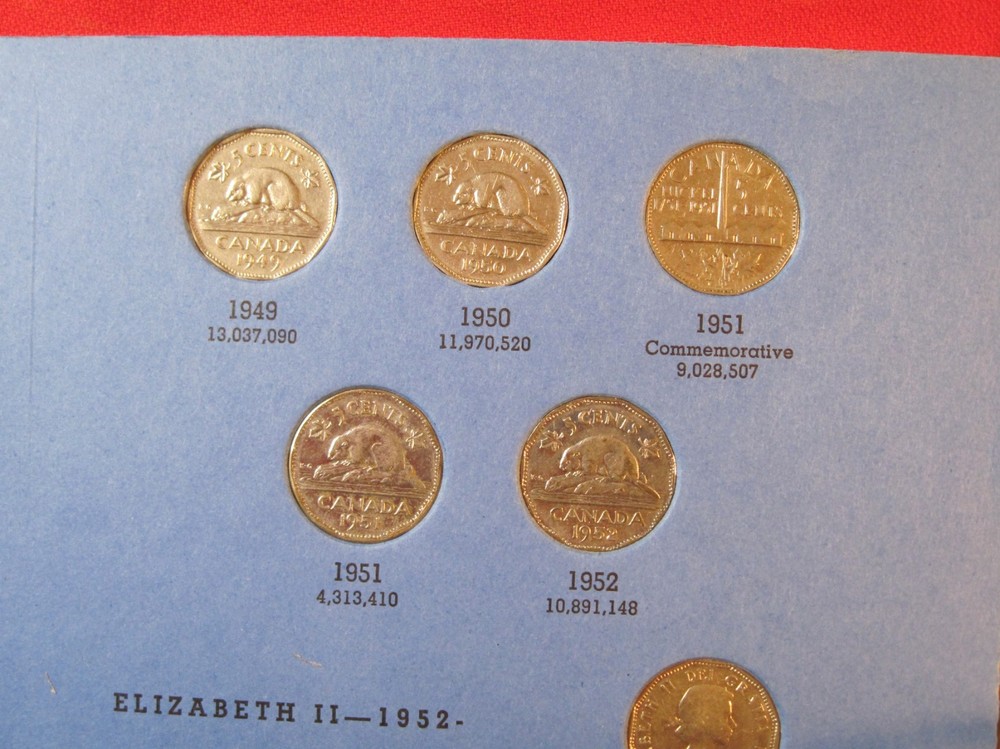 PARTIAL #1+#2 CANADA NICKEL/ 5 CENT COLLECTION  (#352E)