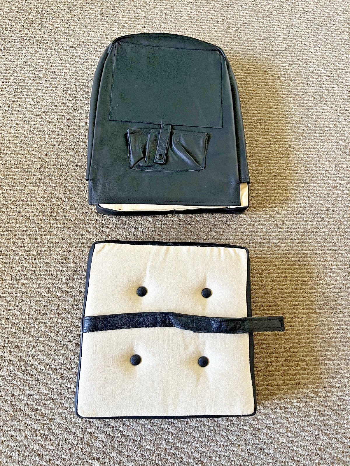 Piper J3 Cub Front Seat, 2 Piece Leather Cushion Set, Original Styling, Nice!