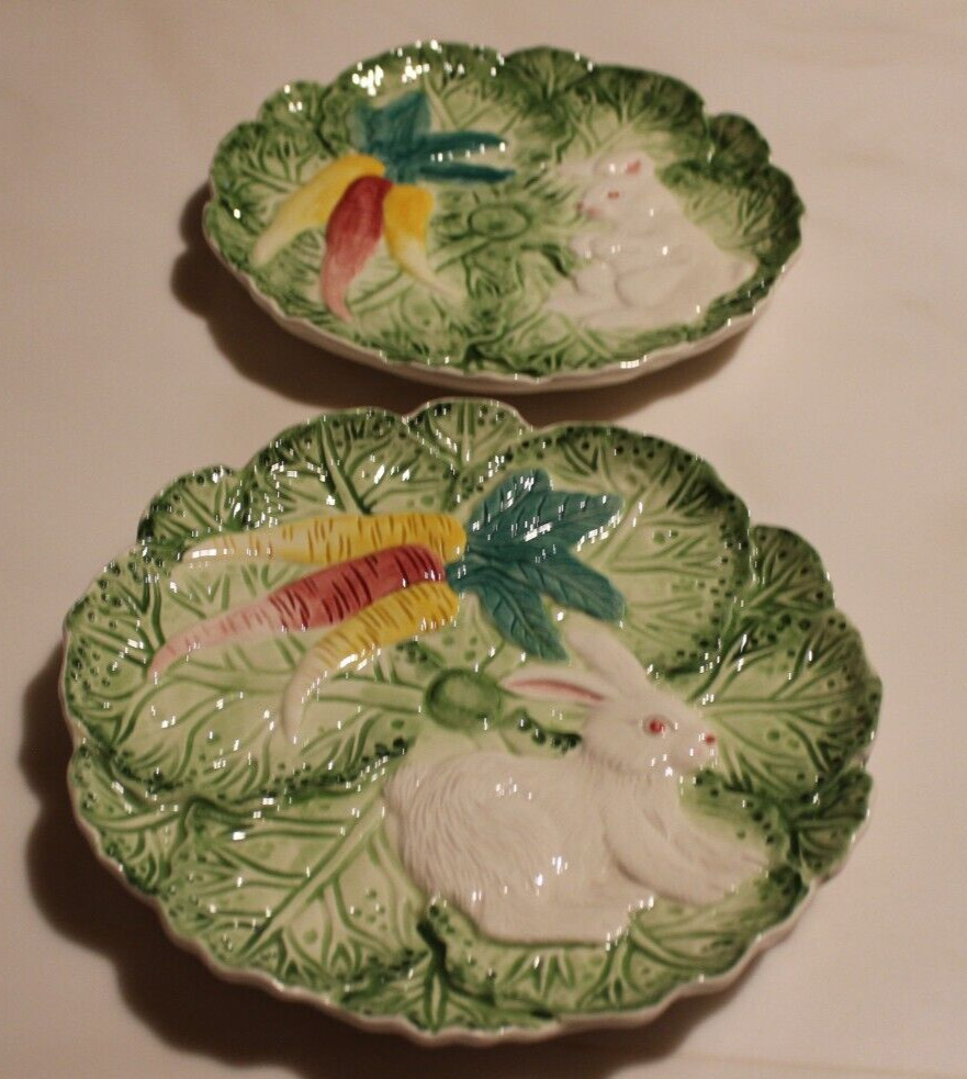 Bunny Lane Strata Group Salad Plates (2) 8 1/4" Cabbage Shape Easter Philippines
