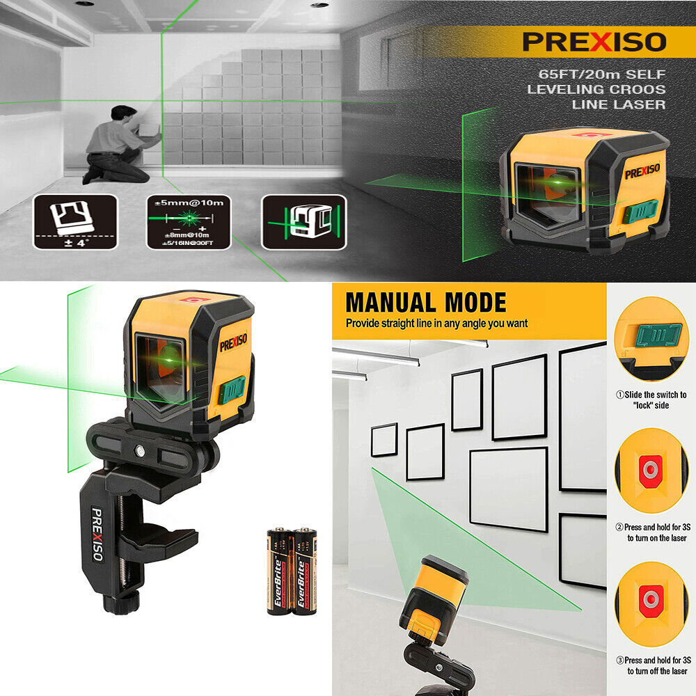REXISO Self Leveling Cross Line Laser Level Rotatable 360° LED 65FT Indicator US