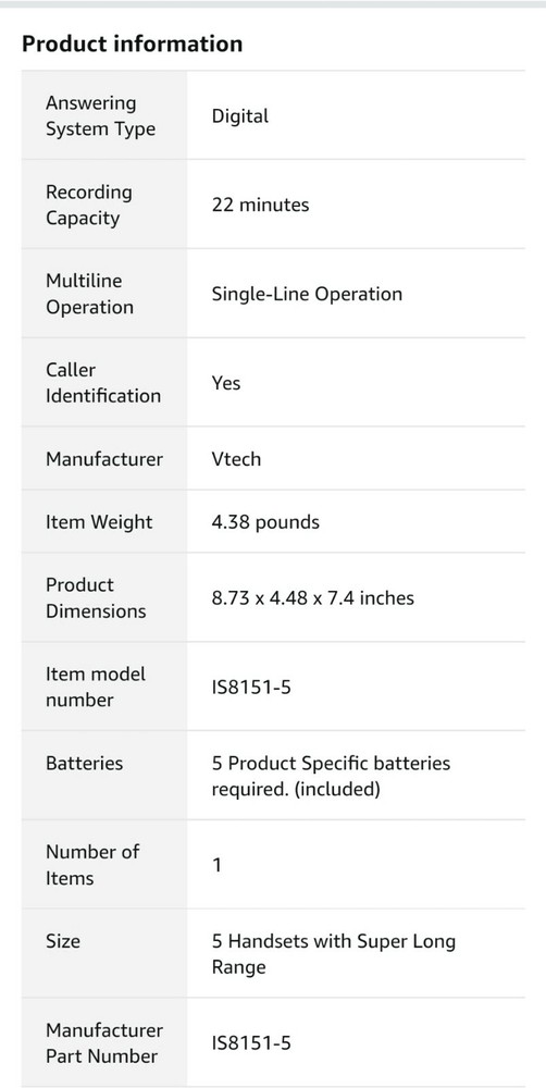 vtech Handset Answering System