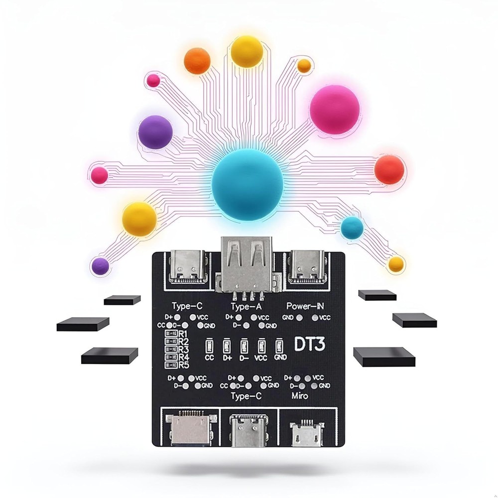 Durable Black PCB USB Tester - Check Charging & Data Transfer for All USB Types