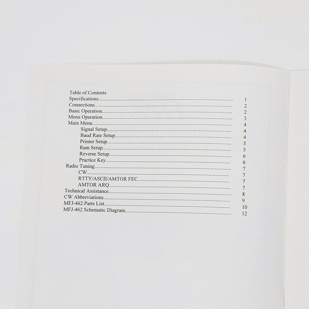 MFJ-462 Multi-Reader Instruction Manual, Original MFJ Manual