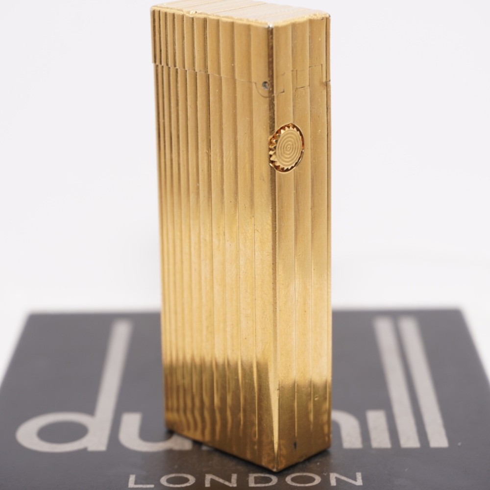 Rare Dunhill Lighter Gold Stripe Pattern-Ultrasonically cleaned_Working