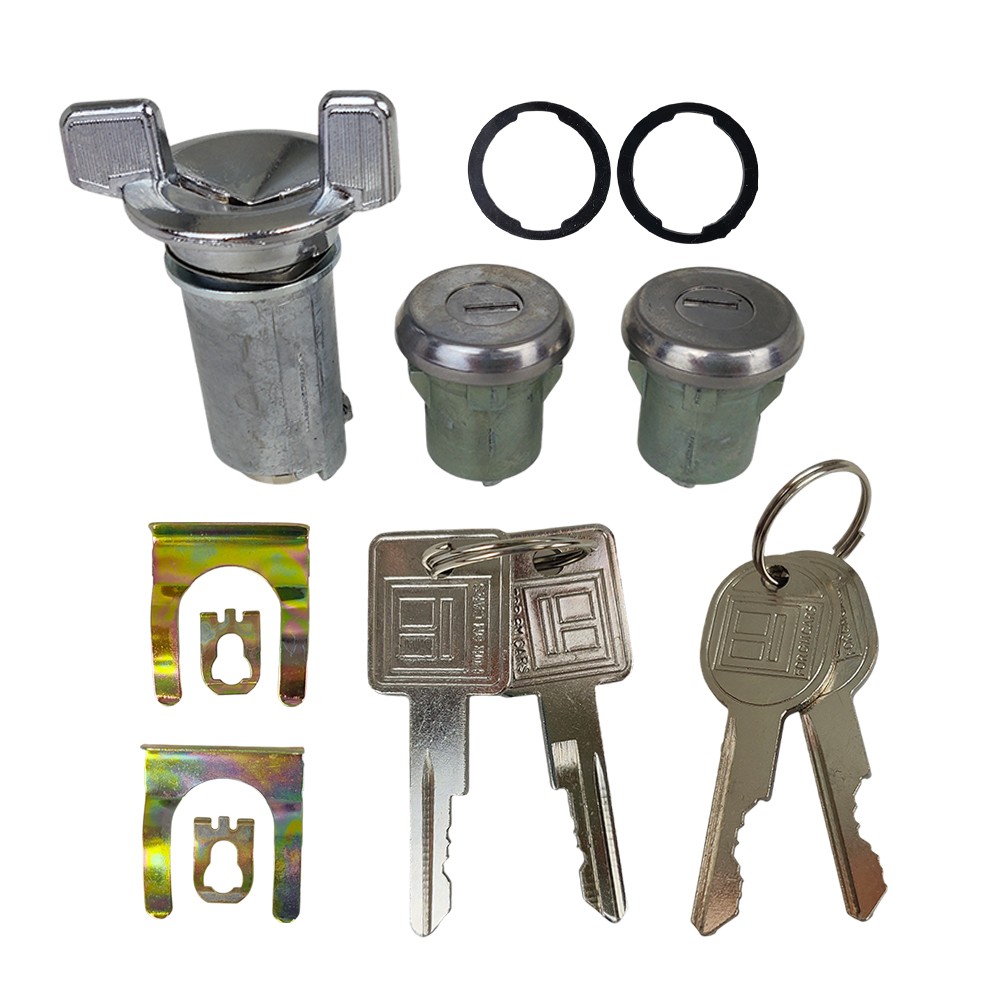 Chrome Ignition Key Switch Cylinder & Door Lock Pair Set W/ Keys For GM 701398