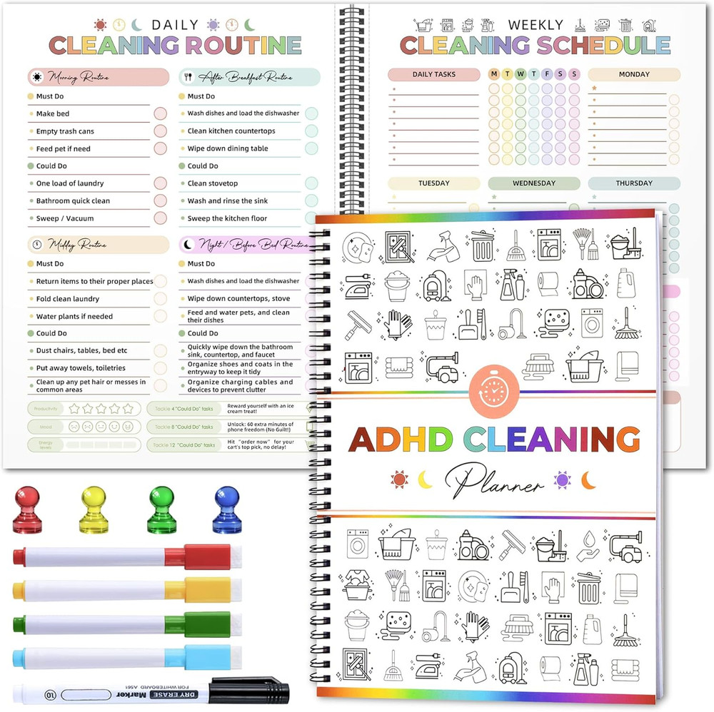 Adhd Cleaning Planner - Reusable Adhd Cleaning & Organizing Planner Daily Weekly