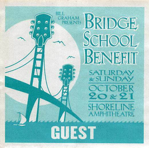 15th Annual Bridge School Benefit Backstage Pass Mountain View 2001 Green Gue...