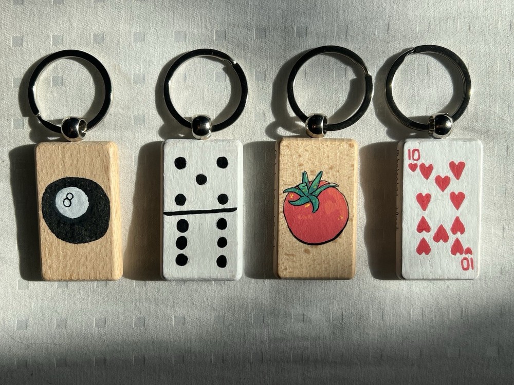 Hand painted wooden keychains!