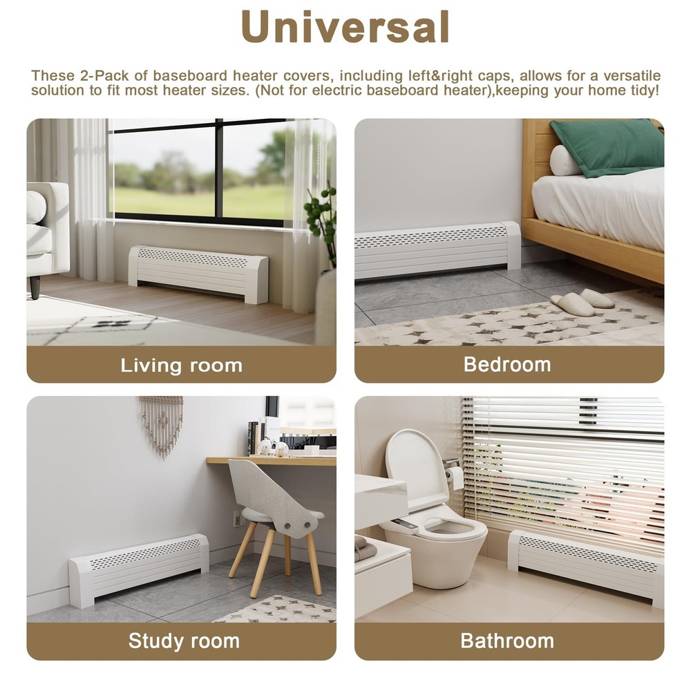 Baseboard Heater End Caps 2-Pack Plastic Left Right 4 Bottom Grooves Adjustable