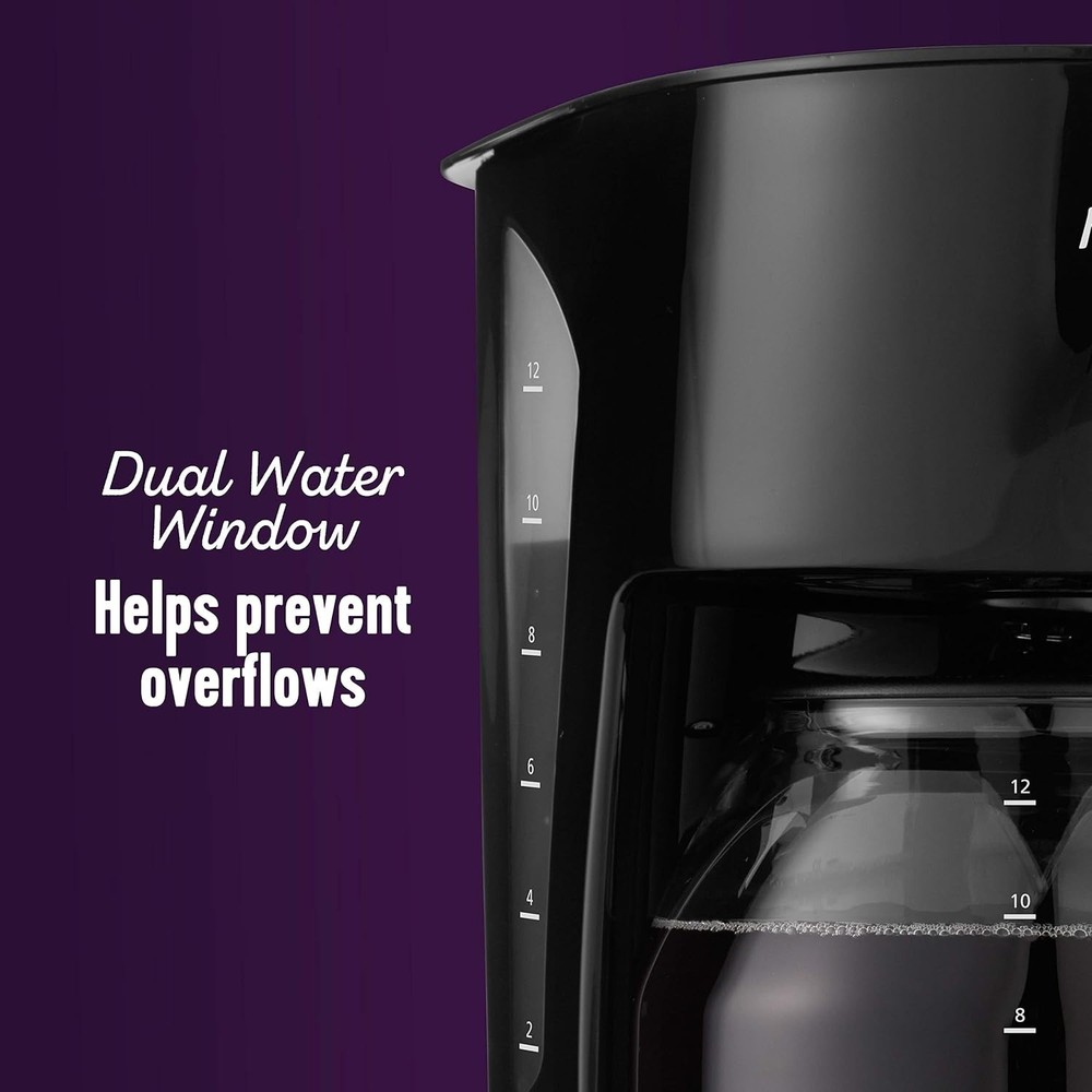 Versatile Black Coffee Maker - 12 Cups, Fully Automatic with Easy Cleaning