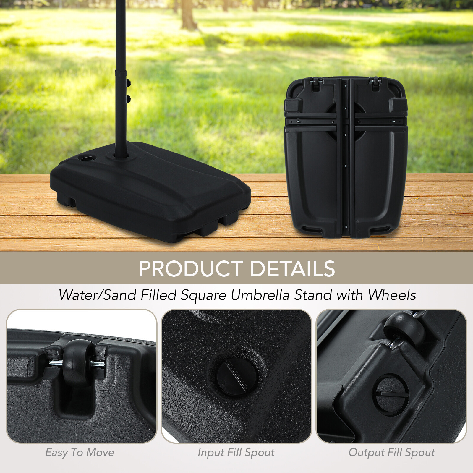 15FT Double-Sided Outdoor Sun Shade Backyard Patio Umbrella Beige w/ Crank Base