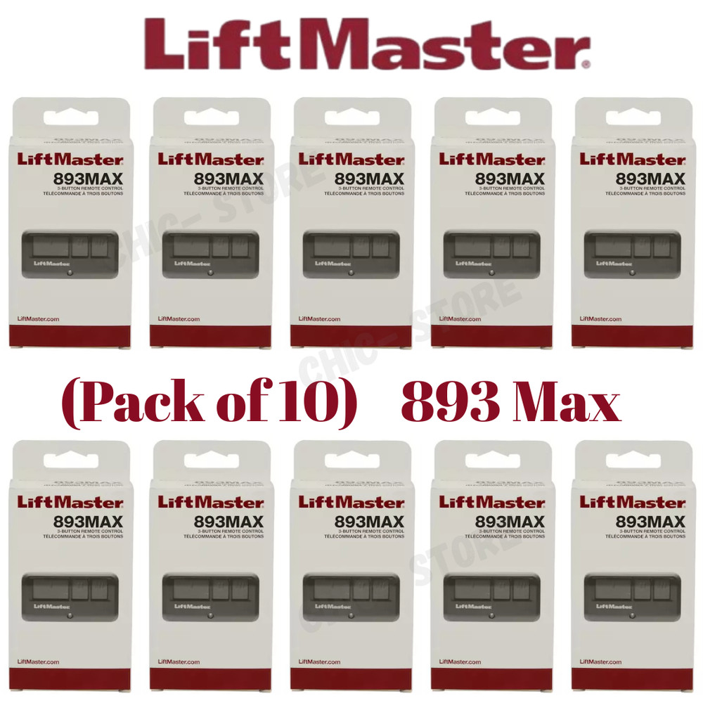 893MAX 3 Button LiftMaster Visor Remote Control Garage Door Opener PACK # 10