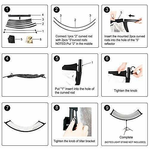 FUDESY Clamshell Light Reflector/Diffuser, Curved Photography Lighting 67"x24"