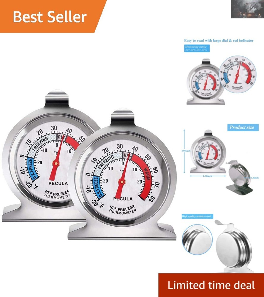 Classic 2-Pack Refrigerator Thermometer with Clear Indicators & Durable Design